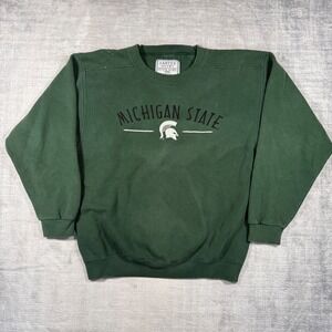 Michigan State Sweatshirt Mens Medium Green Vintage Santee Embroidered Spartans